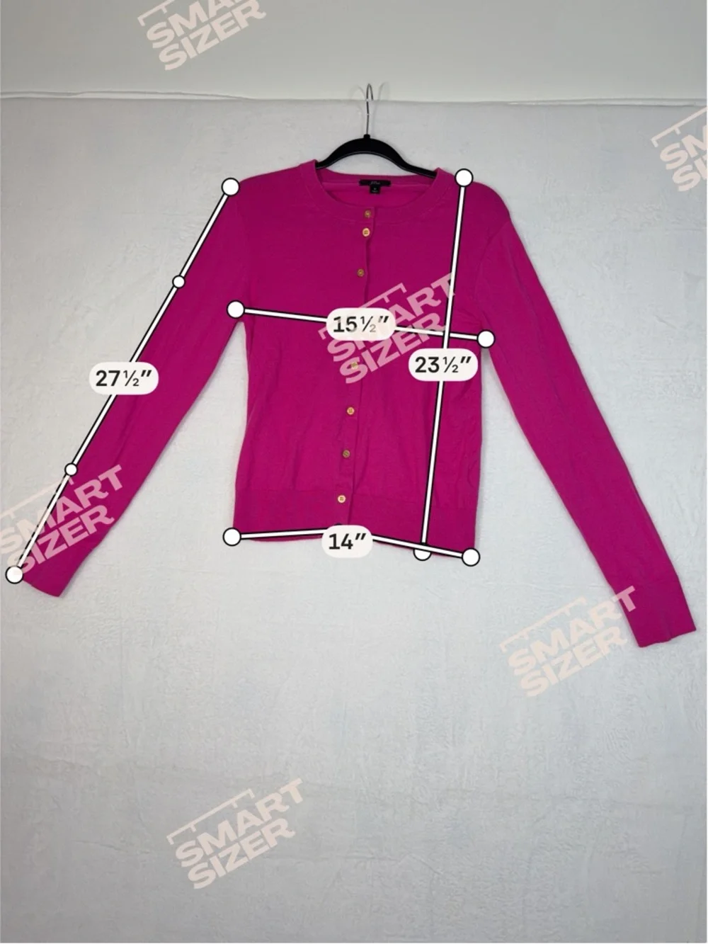 J. Crew Women's Hot Pink  Gold Button-Front Crewneck Cardigan Medium - Picture 2 of 10